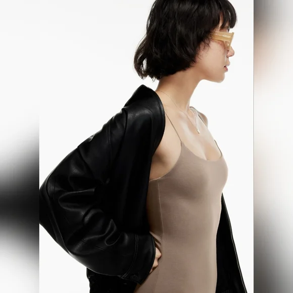 🌞ARITZIA Wilfred Free Tiny Dress Mini Bodycon Stretch Jersey Yellow Size S - Picture 5 of 12